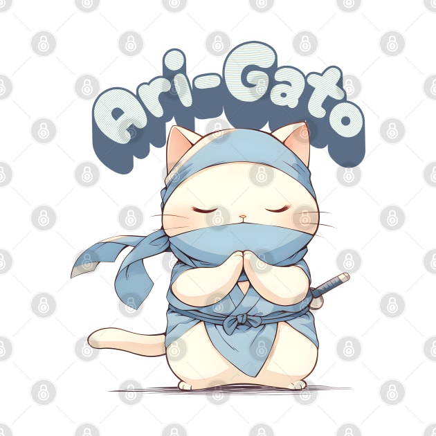 Ari-Gato kawaii white ninja thank you cat by snipcute