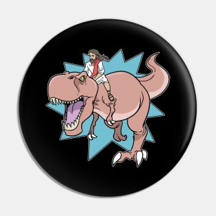 Jesus On The T-Rex Dinosaur Dino Pin