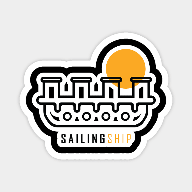 Sailing Boat Sticker logo design. Sea transportation objects icon concept. Ocean transportation ship yacht for traveling sticker vector design. Magnet by AlviStudio