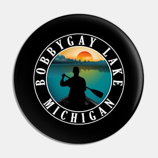 Bobbygay Lake Canoeing Michigan Sunset Pin