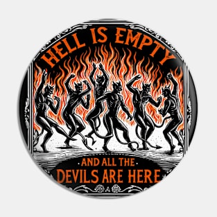 Shakespeare Quote - Vintage Theatre - Devil Woodcut Pin