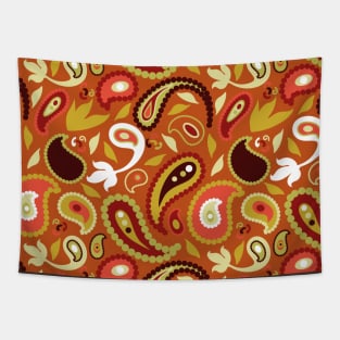 Pumpkin Spice Paisley Tapestry