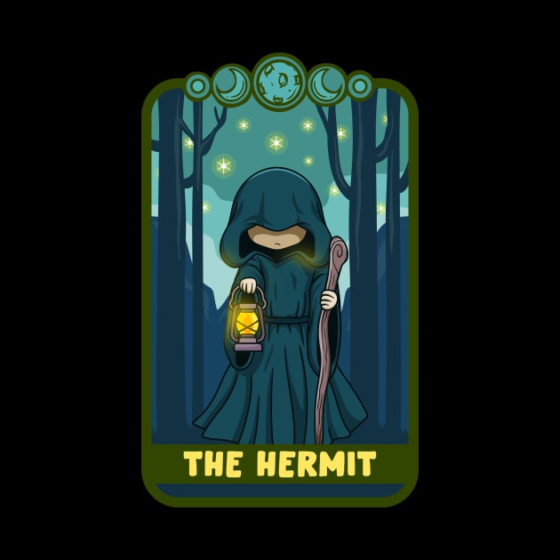 The Hermit - Cute Kawaii Anime Tarot Card T-Shirt by biNutz