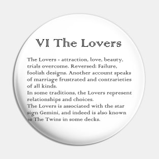 The Lovers Tarot Arcana meaning Pin