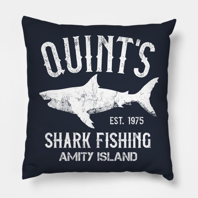 Quint's Shark Fishing - Amity Island 1975 Vintage T-Shirt Pillow by IncognitoMode