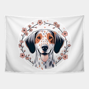 American Leopard Hound Captures Spring's Cherry Blossoms Beauty Tapestry