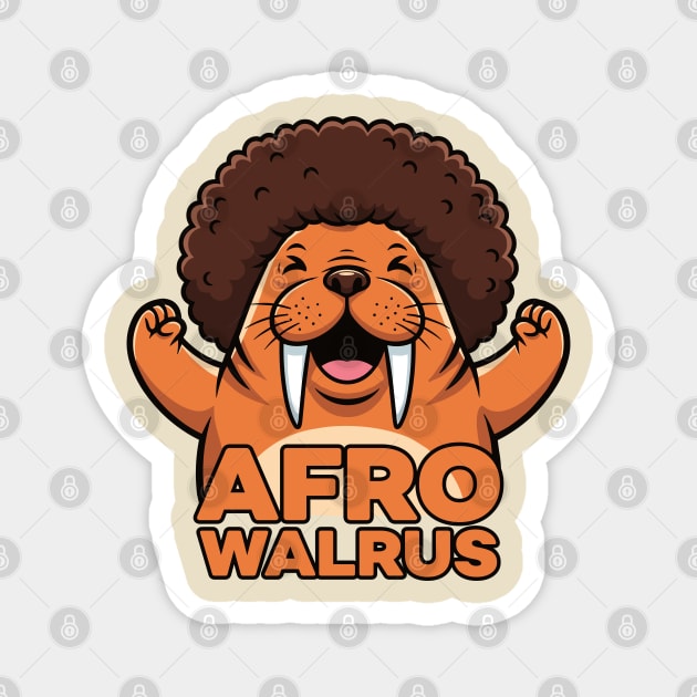 Funky Afro Walrus Magnet by enrynz