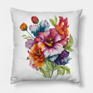 Colorful flower watercolor Pillow