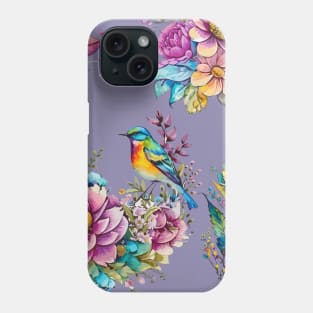 Colorful Songbirds and Flowers Phone Case
