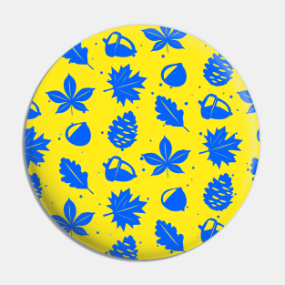 Blue Graphic Nature Pattern on Yellow Background Pin