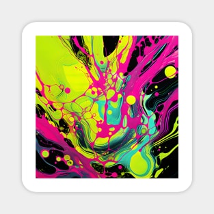 Neon Pink and Yellow Abstract Flow Magnet