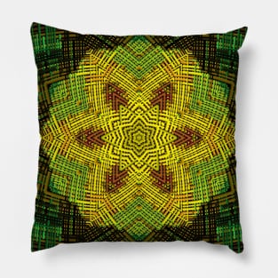 Weave Mandala Yellow Green and Orange Pillow