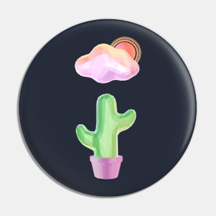 Cute Potted Cactus Under Desert Sun Pin