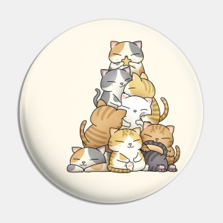 Chubby Cat Christmas Tree (White) Pin