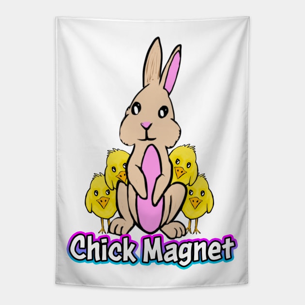 Bunny Chick Magnet White Tapestry by Shawnsonart