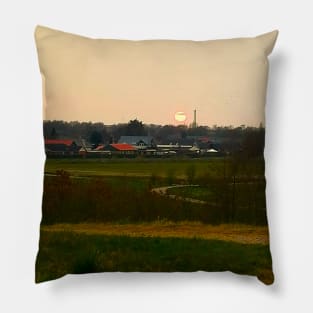 Beautiful Sunset Sky In The Countryside Pillow