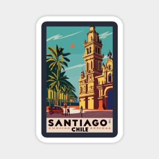 A Vintage Travel Art of Santiago - Chile Magnet