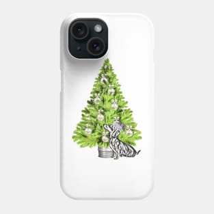 Dachshund Dog Christmas scene with Christmas tree and Santa hat Phone Case