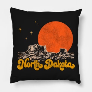 Vintage State of North Dakota Mid Century Distressed Aesthetic Pillow