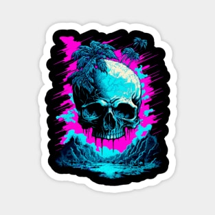 Synthwave Skull Island Magnet