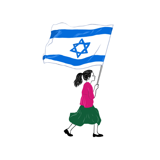 Girl running with big israeli flag by argiropulo