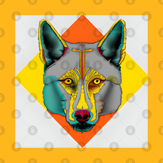 Pop Art Wolf Head by Chance Two Designs