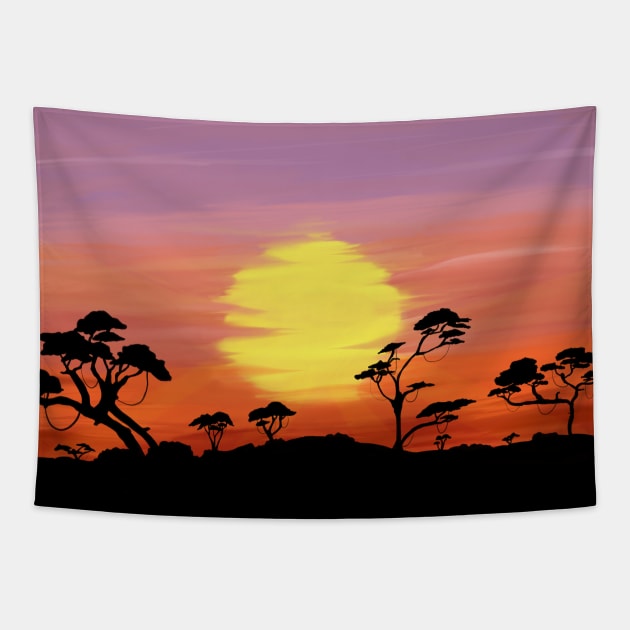 African Sunset Tapestry by ArtisanGriffinKane