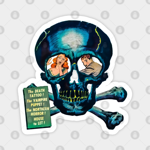 Skull Skeleton Terror Fear Scream Horror Bones Pirate Tattoo Halloween Comic Magnet by REVISTANGO