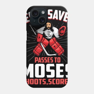 Jesus Saves Hockey Goalie Passes Moses Funny Religious Sport Phone Case