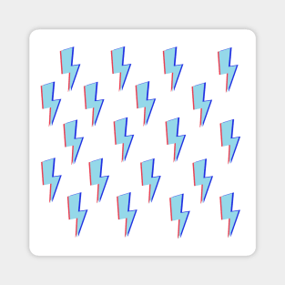 Glitchy Lightning- Blue on White Magnet