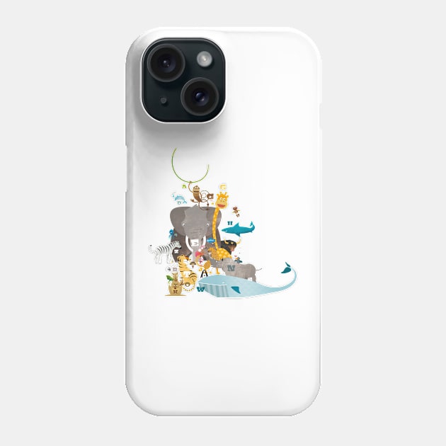 Illustration nursery letter salad - animals from A to Z Phone Case by Piakolle