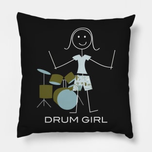 Funny Womens Drum Girl Pillow