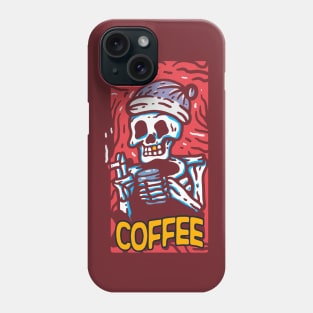 Smoking and coffee drinking skeleton Phone Case