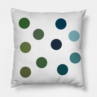 Scattered Green & Blue Circles Pillow