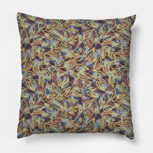 Minimalist Leaf Line Art Illustration as a Seamless Surface Pattern Design Pillow