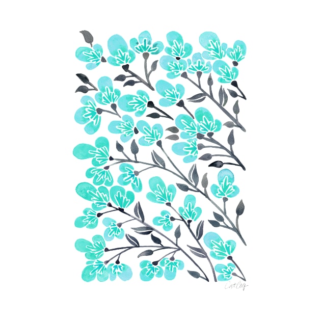 turquoise cherry blossoms by CatCoq