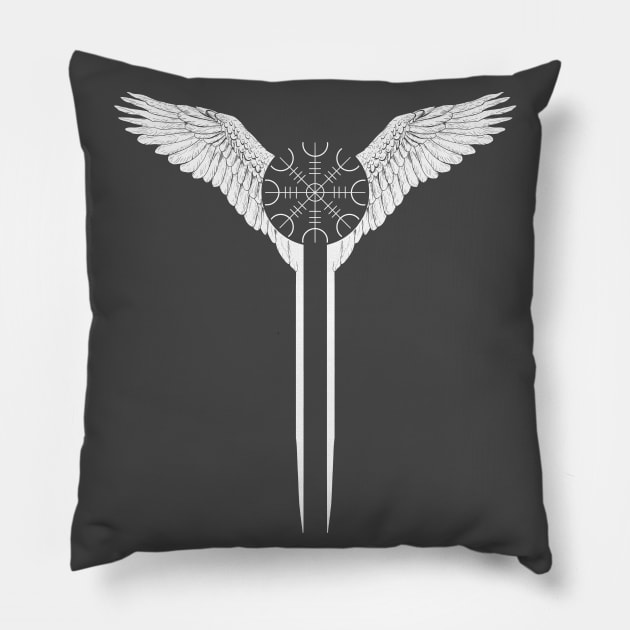 Valkyrie-Helm Of Awe Pillow by ValhallaDesigns