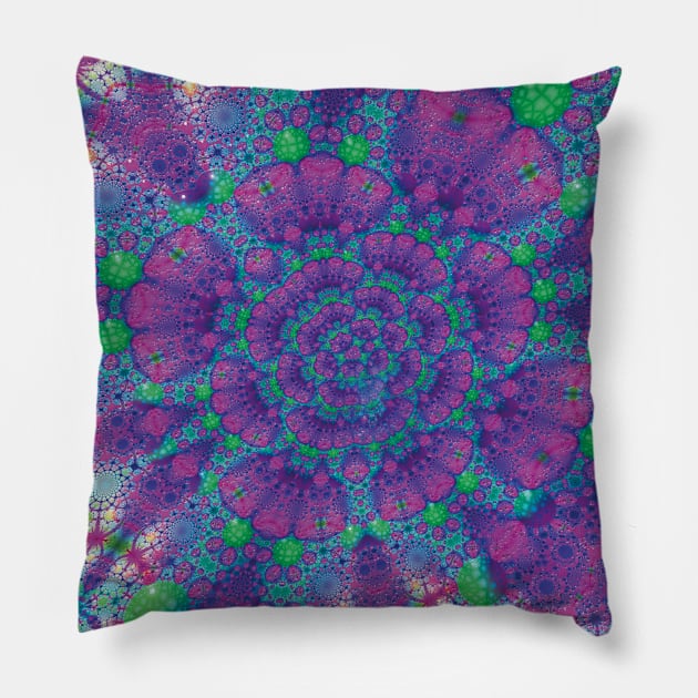 Fractal Flower in The Tropics Pillow by Mika Muisika