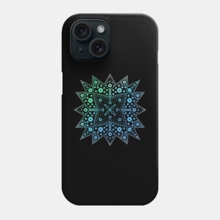 Starburst Gradient Mandala blue-green Phone Case