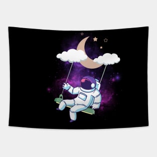 An astronaut having fun and playing in space, Space traveler gift Tapestry