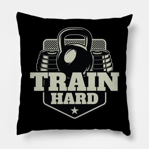 TRAIN HARD | T-shirt 😎💪 Pillow by Zave