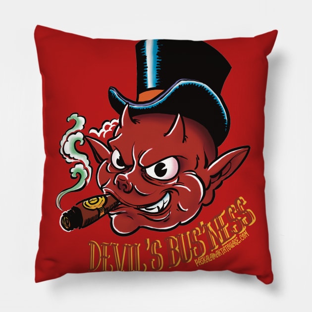 devil s bus ness Pillow by Paskalamak