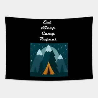 Eat Sleep Camp Repeat Tapestry