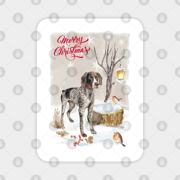 German Shorthaired Pointer Merry Christmas Santa Dog Magnet by Puppy Eyes