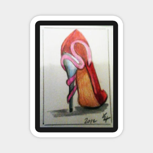 Red Stiletto with jeweled snake Magnet by lorgh