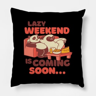 Funny Lazy Weekend Panda and Sloth Pillow