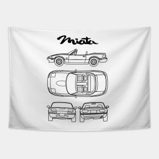 Miata NA MX-5 Blueprint Black - Mazda Miata Tapestry