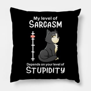 My Level Of Sarcasm Funnny Cat Lover Pillow