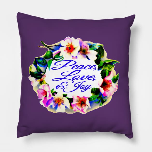 Peace Love Joy Floral Pillow by Jan4insight TeeStore