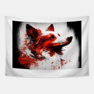 Abstract Splash Painting Of A Dog In Black And Red Colours Tapestry